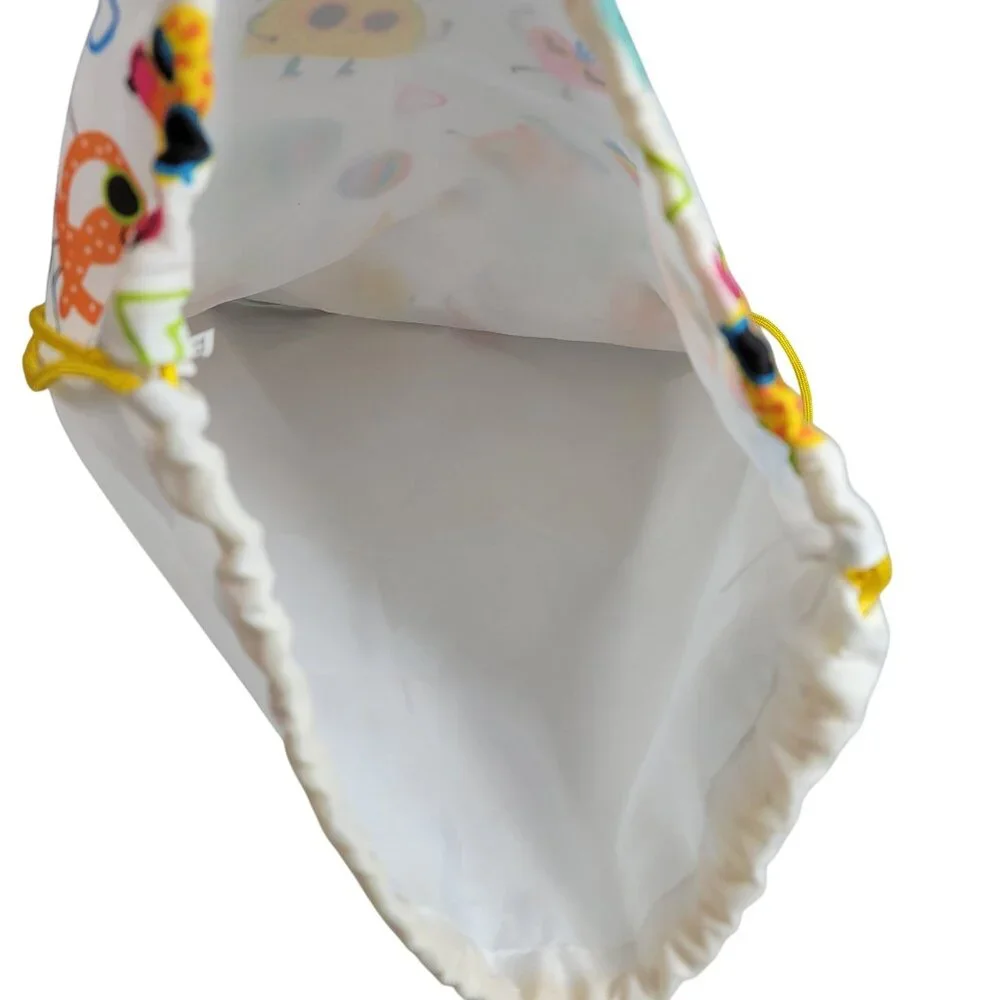 Newclassic Drawstring Cinch Bag White Multi Snack Beach Taco Pretzels Hearts